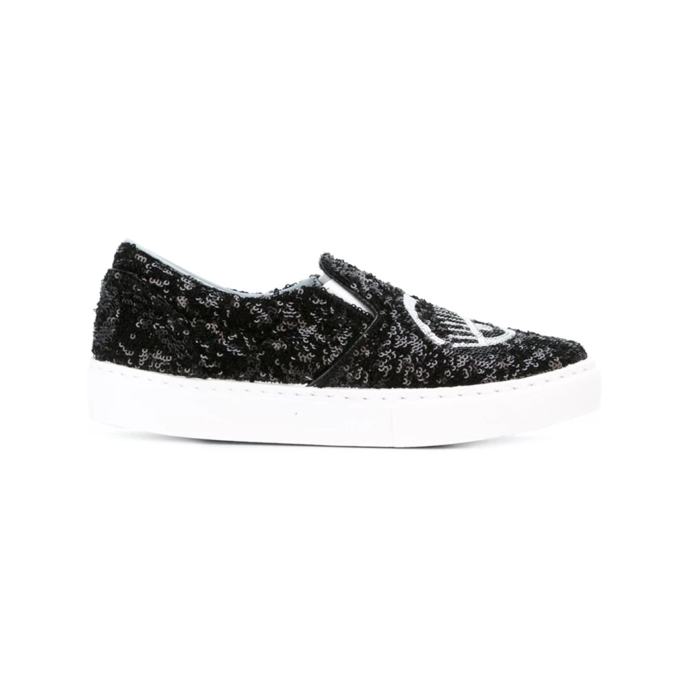 Chiara Ferragni Collection Zwarte Sequin Slip-On Sneakers Dames Schoenen