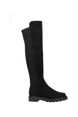 black-suede-casual-mid-heel-boots