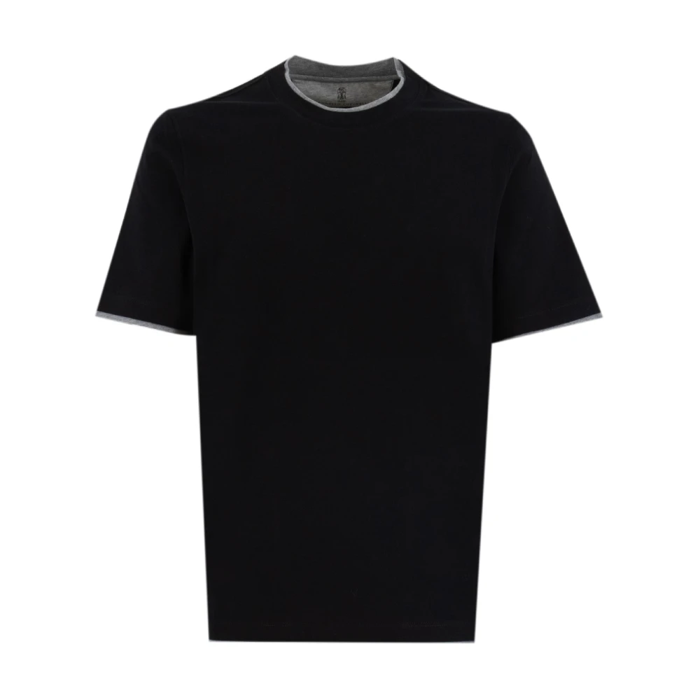 Brunello Cucinelli Men's Black Jersey Crew-Neck T-Shirt