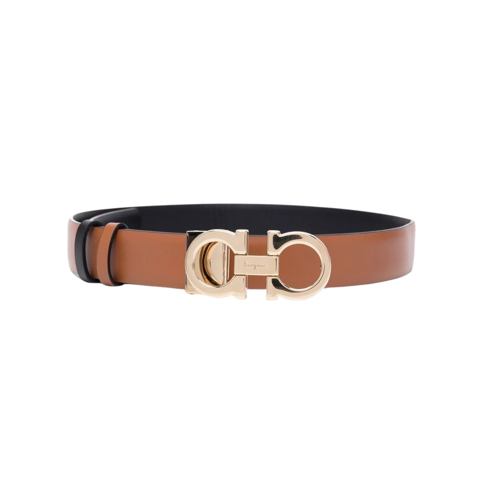 Salvatore Ferragamo Bruine Leren Riemen voor Mannen Brown Dames