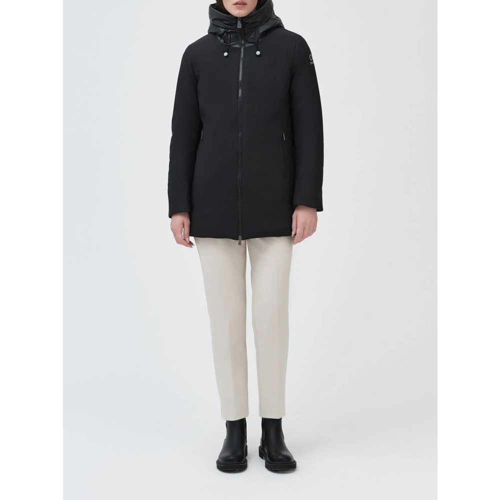 Suns Zwarte Gewatteerde Hoodie Ortensia Black Dames