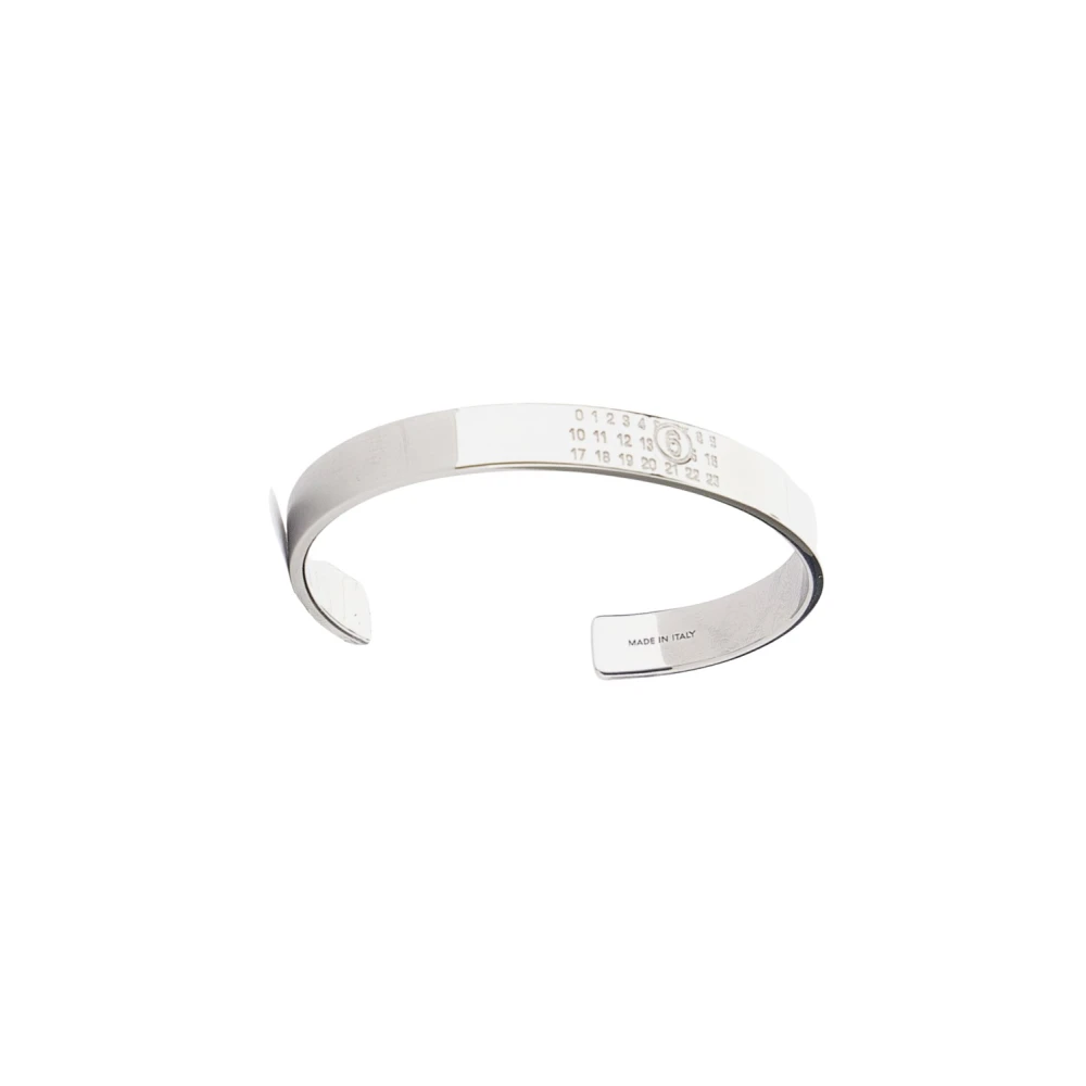 Mm6 Maison Margiela , Bracelets, Female, Gray, L, Numeric Minimal Signature Cuff Bracelet