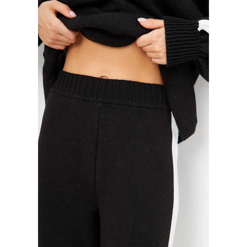 Cesare Gaspari CG Gebreide Jogger set Zwart Wit Black Dames