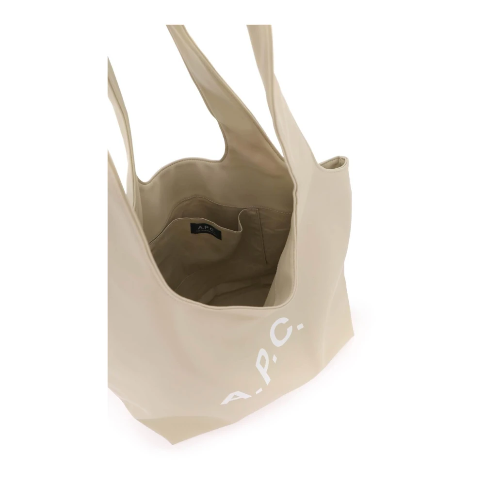 A.p.c. Ninon Tote Bag met Bedrukt Logo Beige Unisex