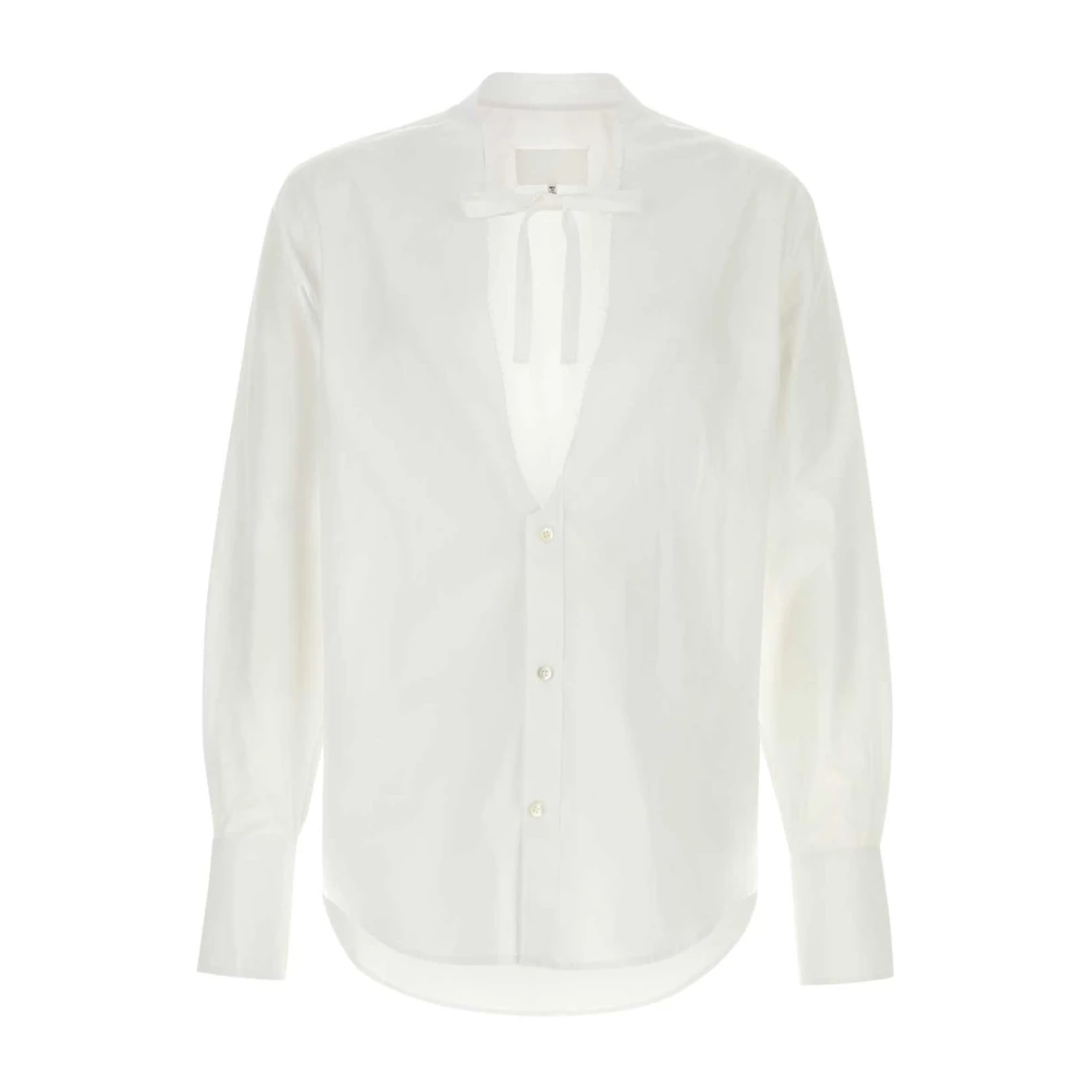 Maison Margiela Men's White Formal Shirts, M, V-Neck Poplin Shirt