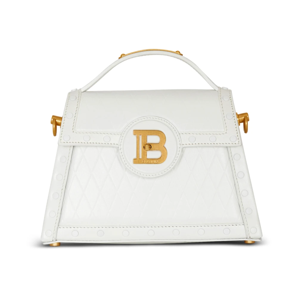 Balmain B-Buzz Dynasty tas in ruitgestanst kalfsleer White Dames