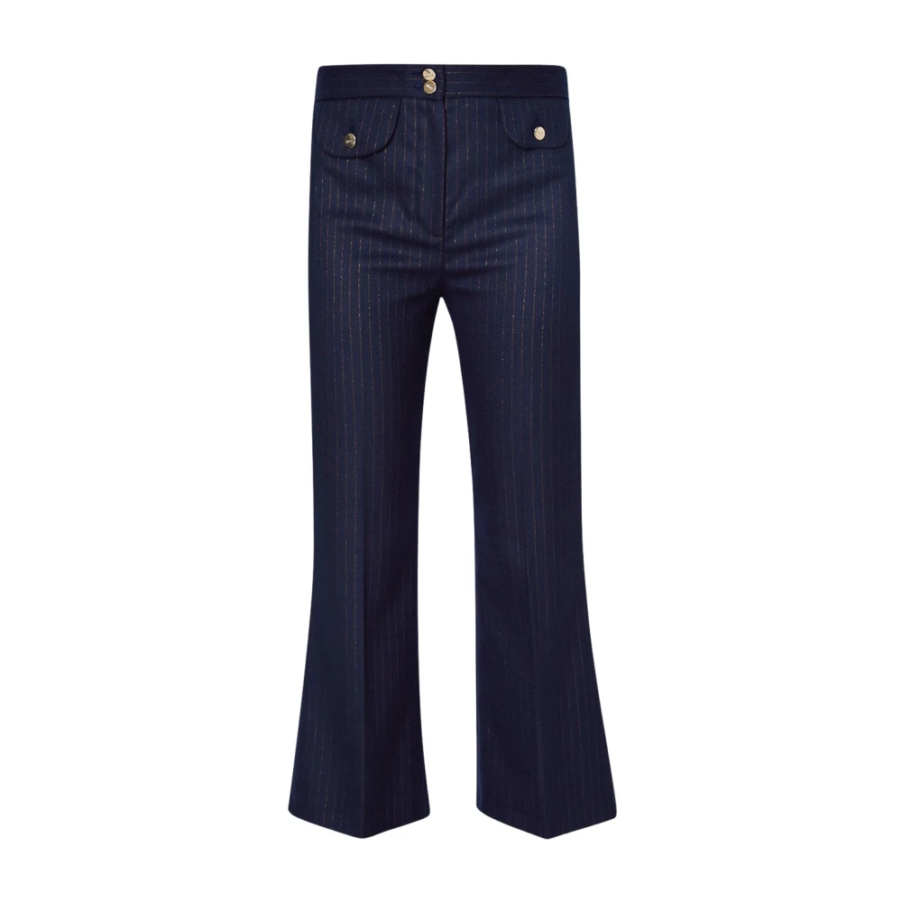 Liu Jo Slim Fit Flanellen Gestreepte Broek Blue Dames