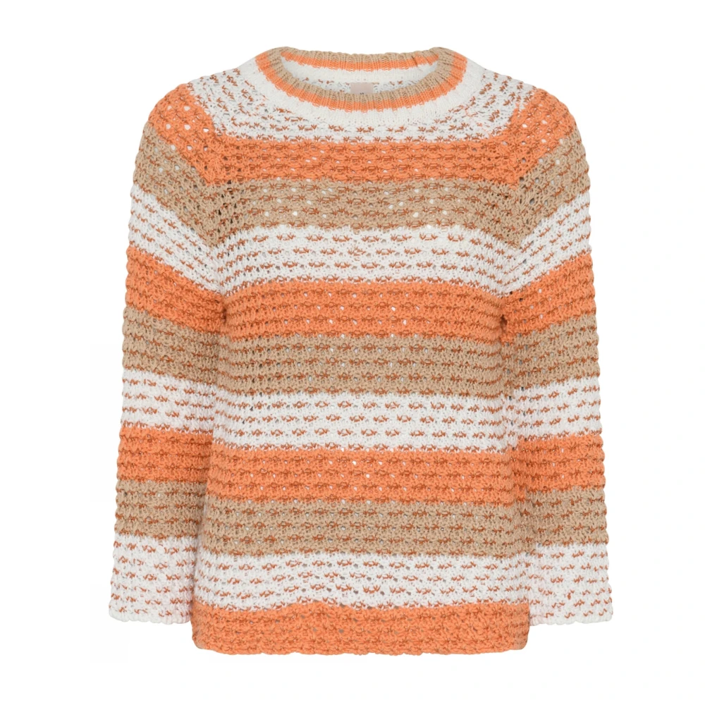 Skovhuus Gestreepte Tape Garen Trui Blouse Orange Dames