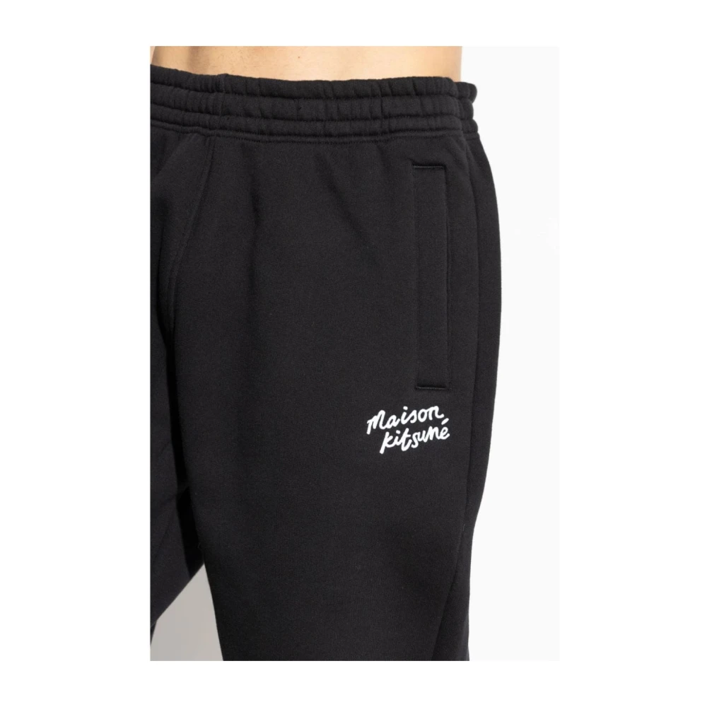 Maison Kitsuné Zwarte Broek Aw24 Black Heren