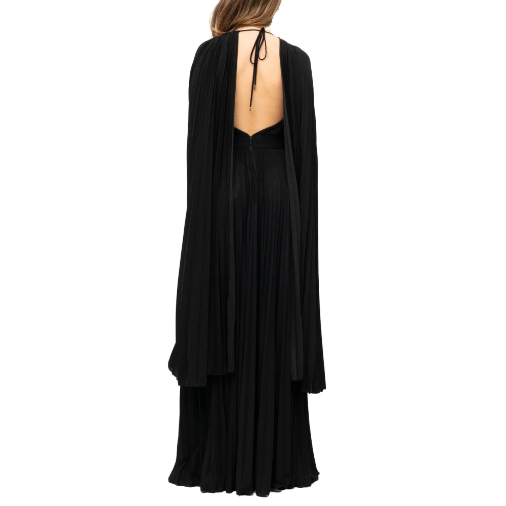 Elisabetta Franchi Elegante Geplooide Avondjurk Black Dames