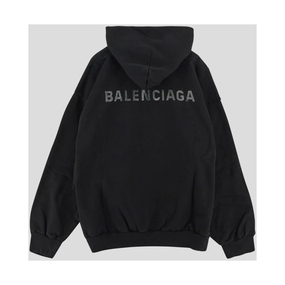 Balenciaga Katoenen Logo Hoodie Black Heren