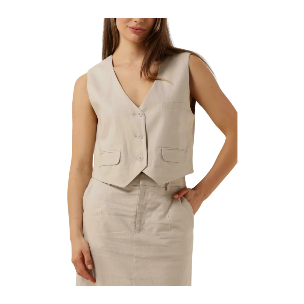 GESTUZ Dames Blazers Lizagz Linen Waistcoat Beige