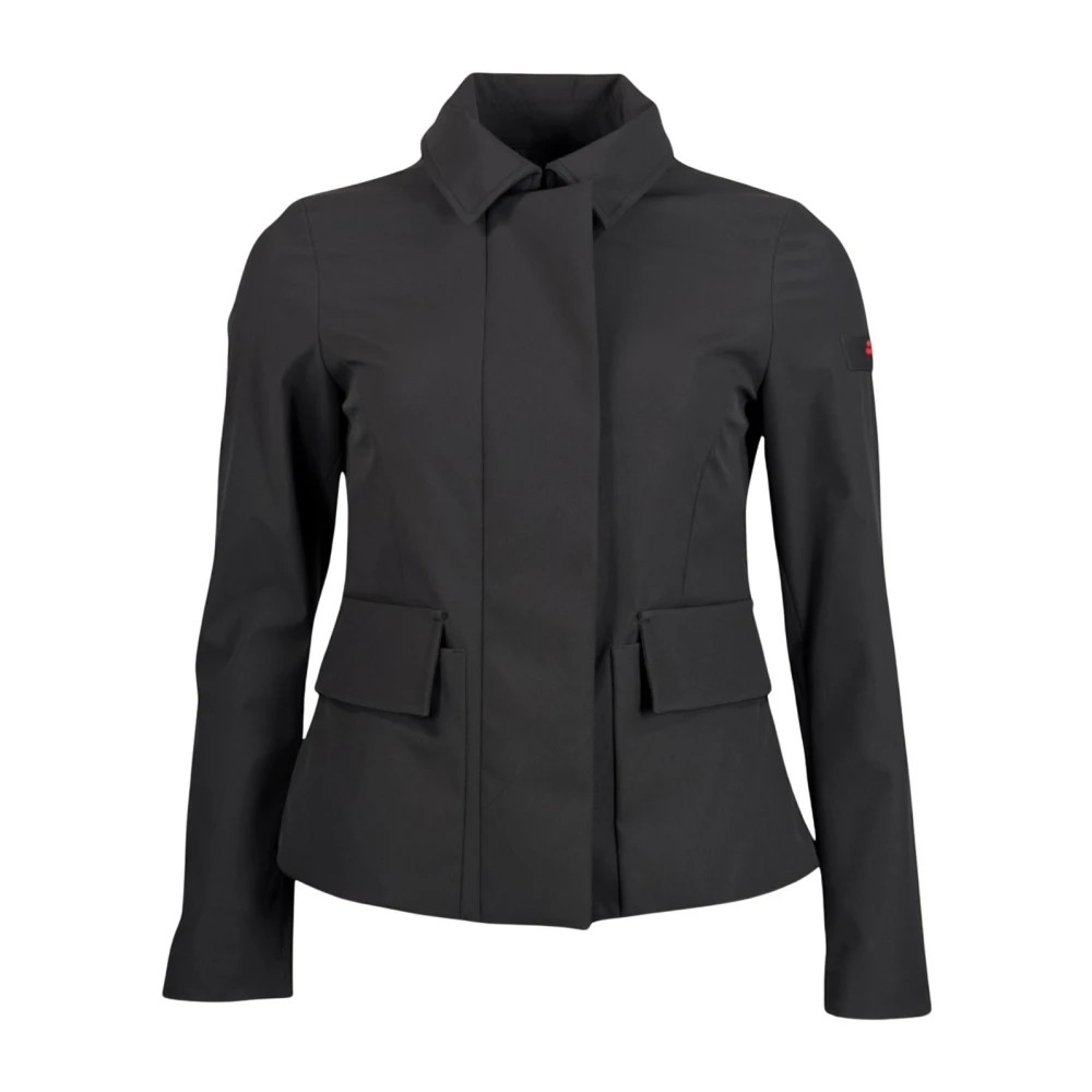 Peuterey Women's Black Light Jackets, S, Xila Quilted-Panel Flap-Pocket Jacket