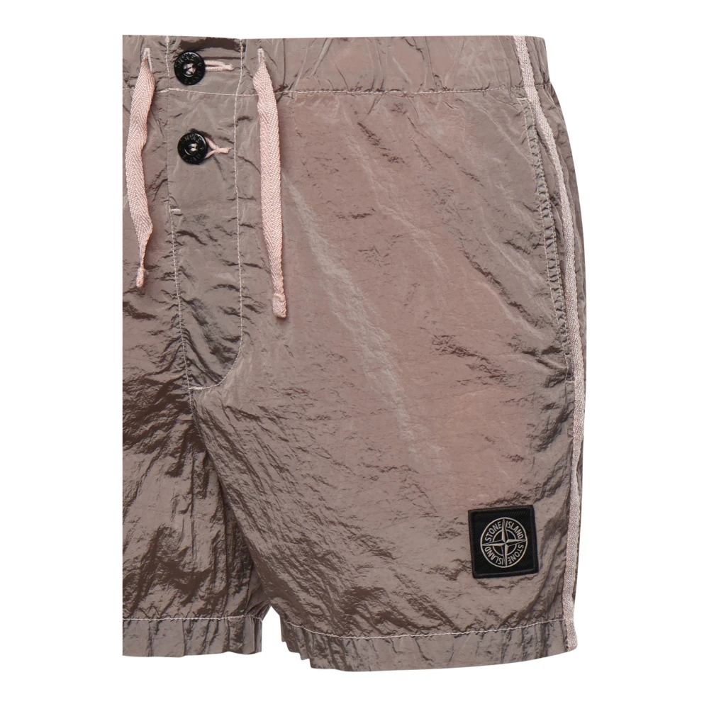 Stone Island Roze nylon shorts met kompaslogo Pink Heren