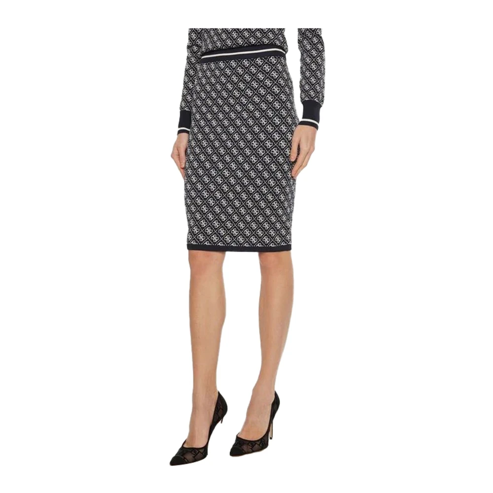 Guess Leena Logo Rok Slim Fit Black Dames