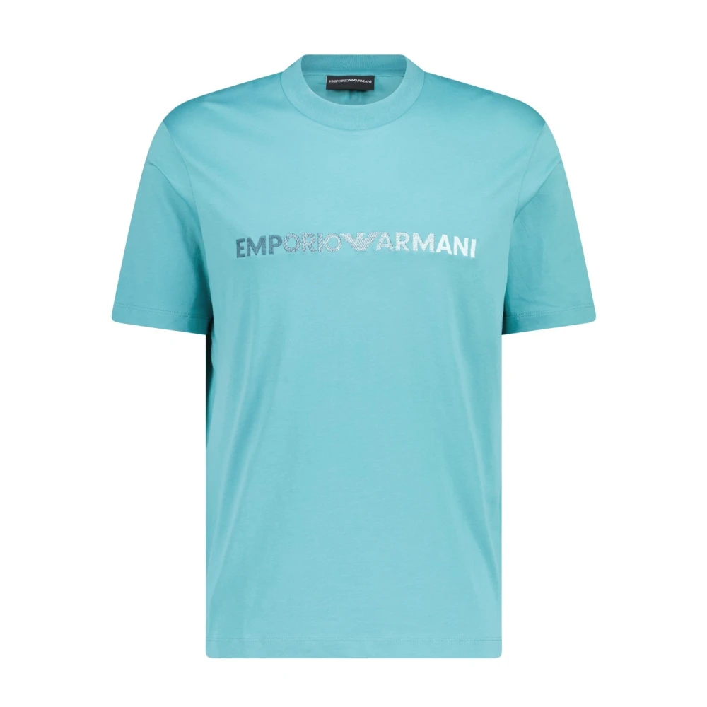 Emporio Armani Logo Geborduurd Katoenen T-Shirt Green Heren