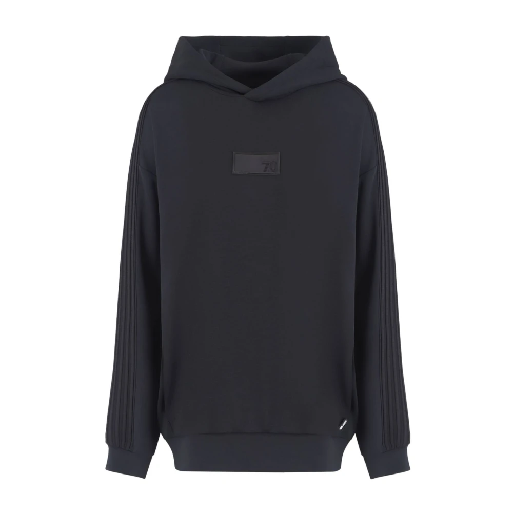 Emporio Armani EA7 Zwarte hoodie met logodetail Blue Heren