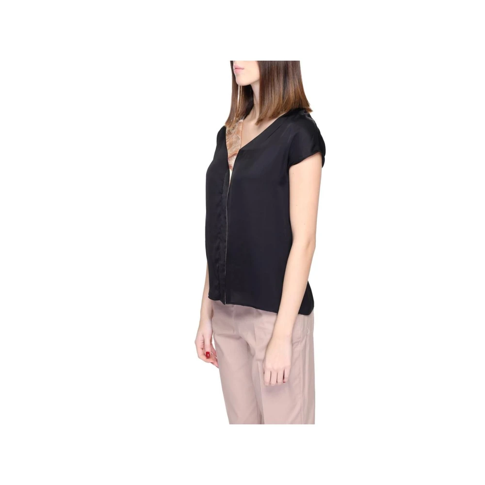 Alviero Martini 1a Classe Zwarte Viscose Blouse met Korte Mouwen Black Dames