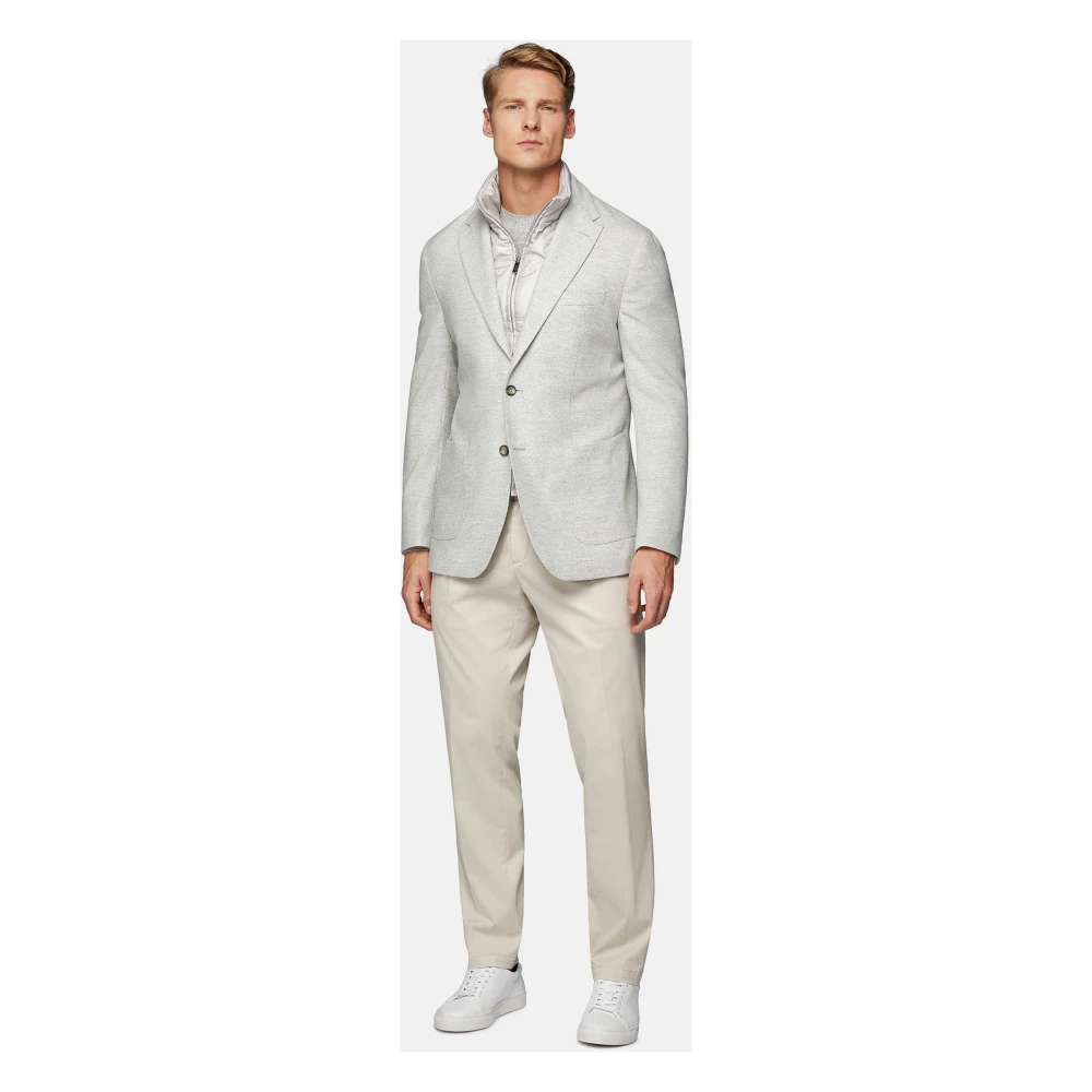 Boggi Milano Diagonal Wool Blazer met Afneembare Bijzet Blue Heren