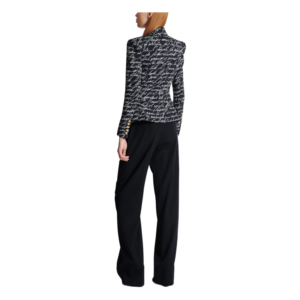 Balmain Jasje met 6 knopen en 'Love Letter'-print Black Dames