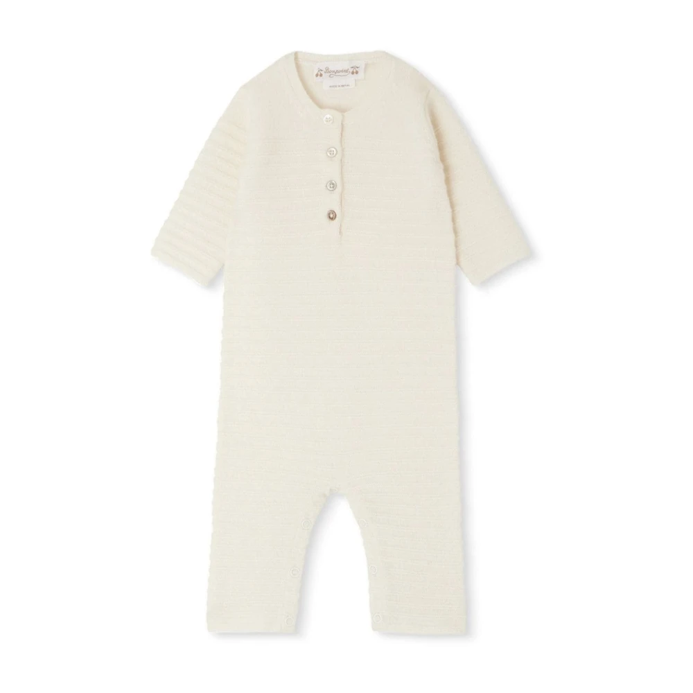 Bonpoint Randig Vit Baby Sovdräkt White, Unisex