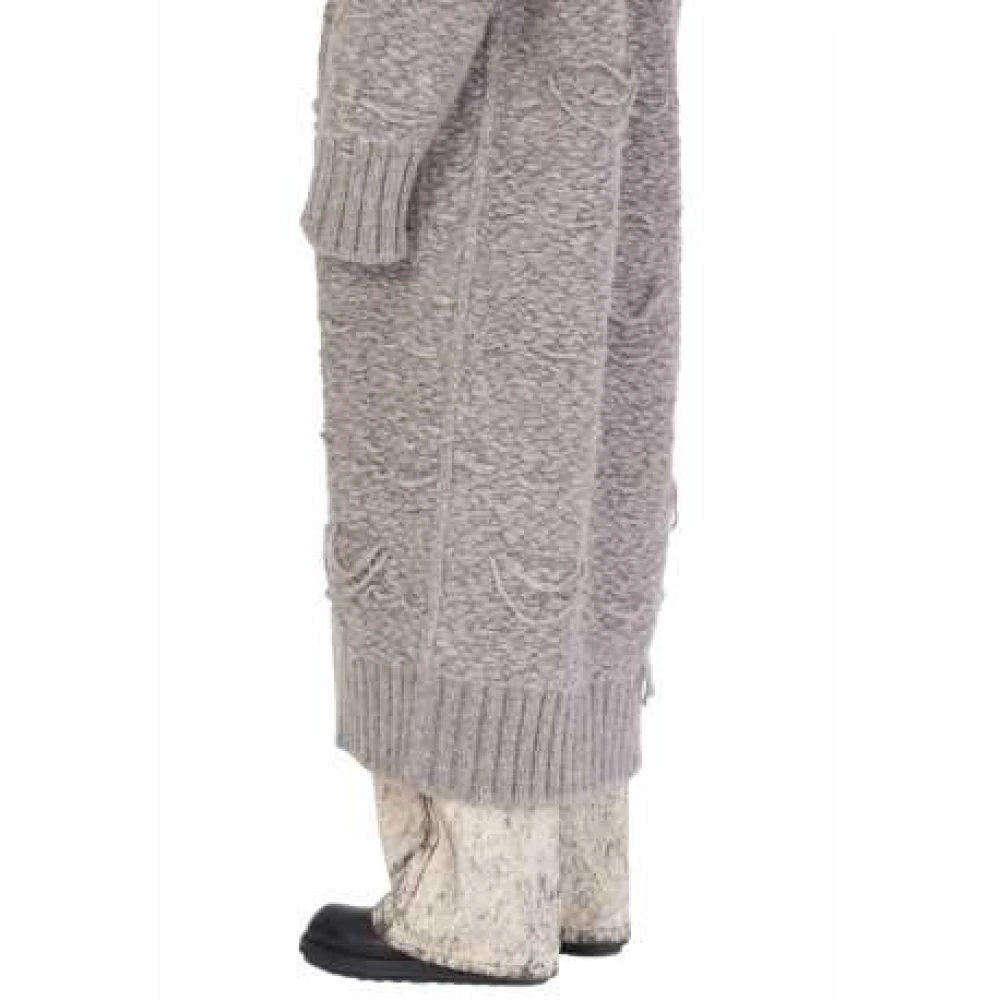 Isabel Benenato Onregelmatige Gebreide Alpaca Jas Taupe Gray Dames