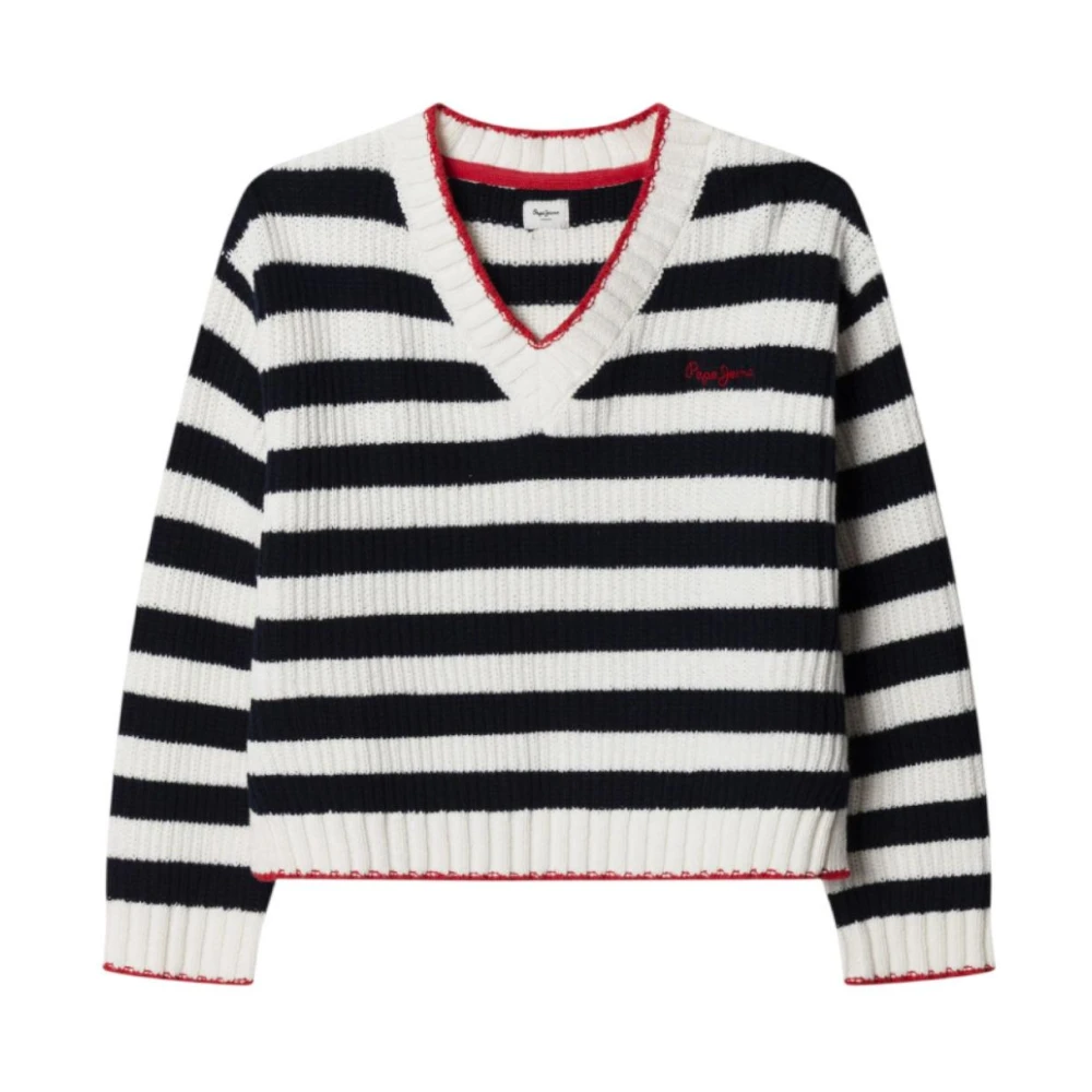 Pepe Jeans Unisex Kids Multicolor Striped V-Neck Jumper - Kids Knitwear - 10 Y - Kids