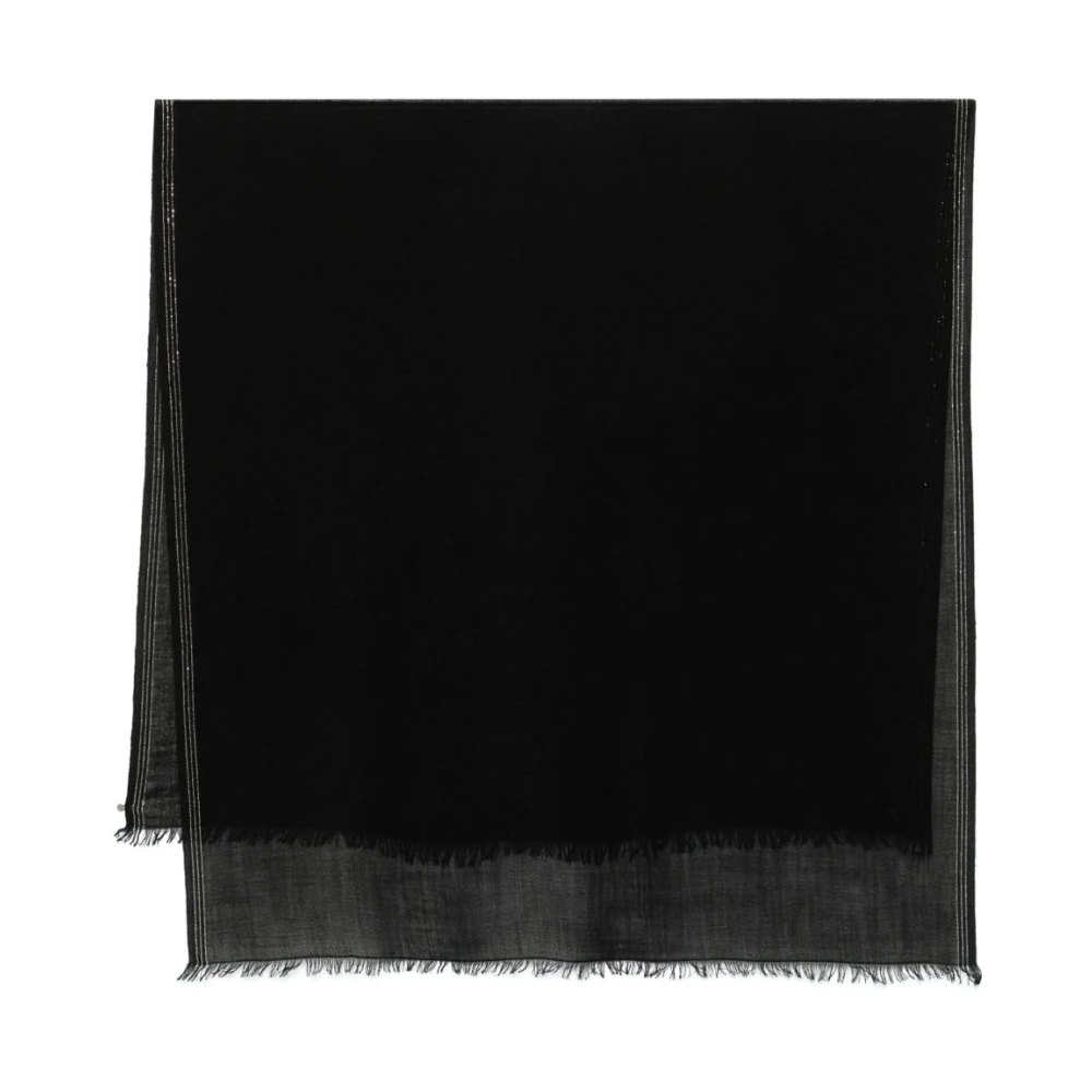 Faliero Sarti Luxe Zwarte Zijdeblend Sjaal Black Dames