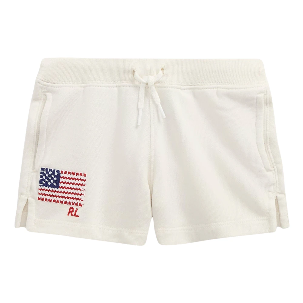 Ralph Lauren Women's Beige Loopback Terry Flag Shorts