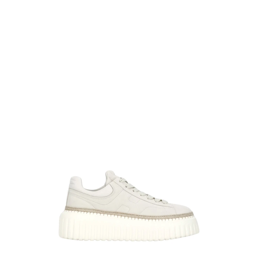Hogan Ivory Suede Leren Sneakers Dames Schoenen Beige
