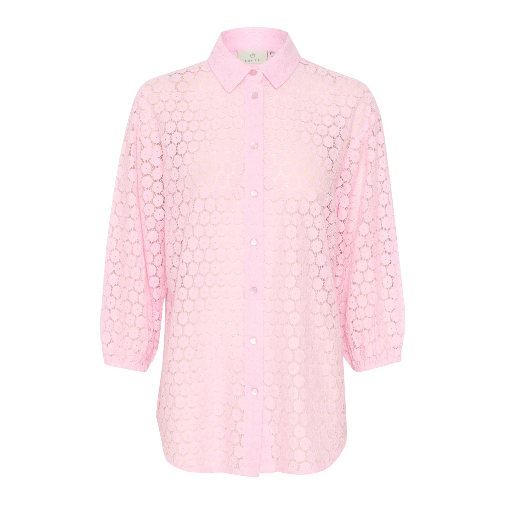 Kaffe Kantshirt met ¾ mouwen Pink Dames