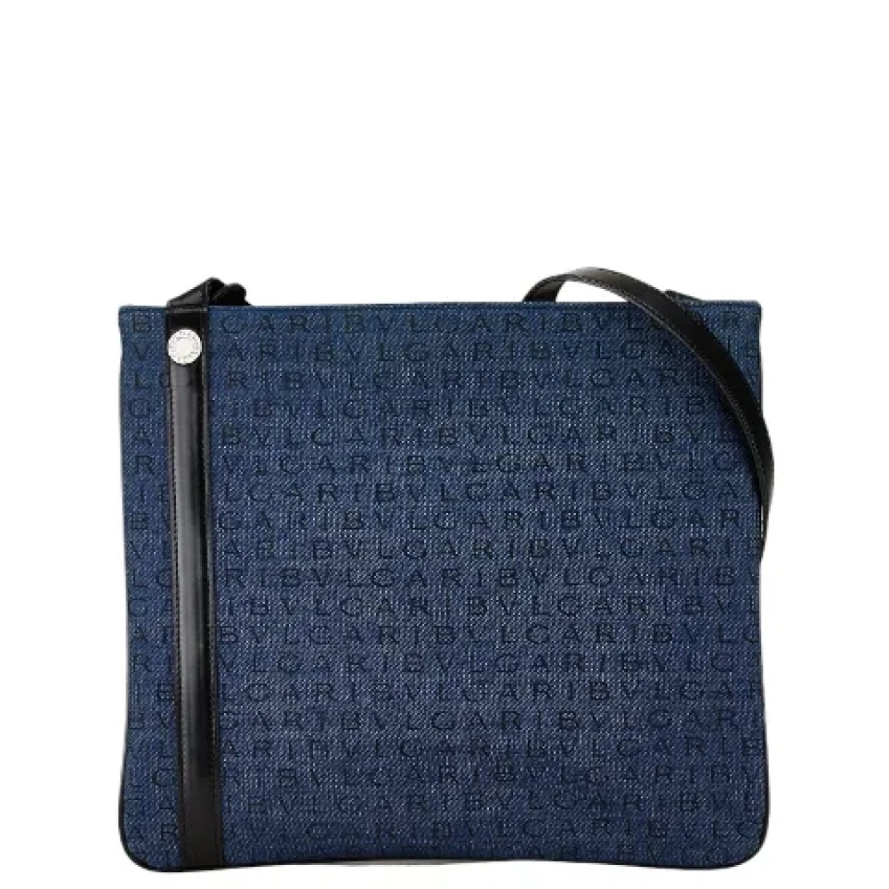 Bvlgari Vintage Pre-owned Canvas shoulder-bags Blue Dames