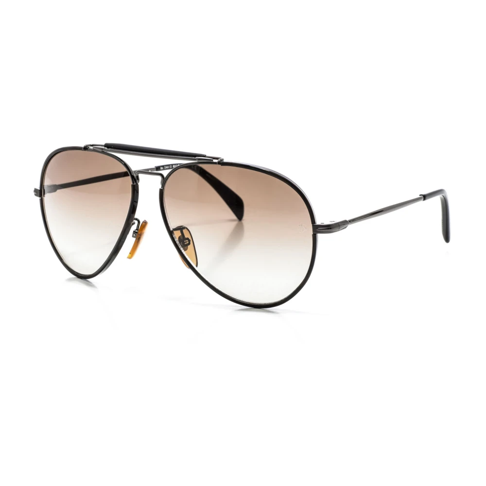 Eyewear By David Beckham Men's Black Aviator Sunglasses With Acetate And Metal Frame