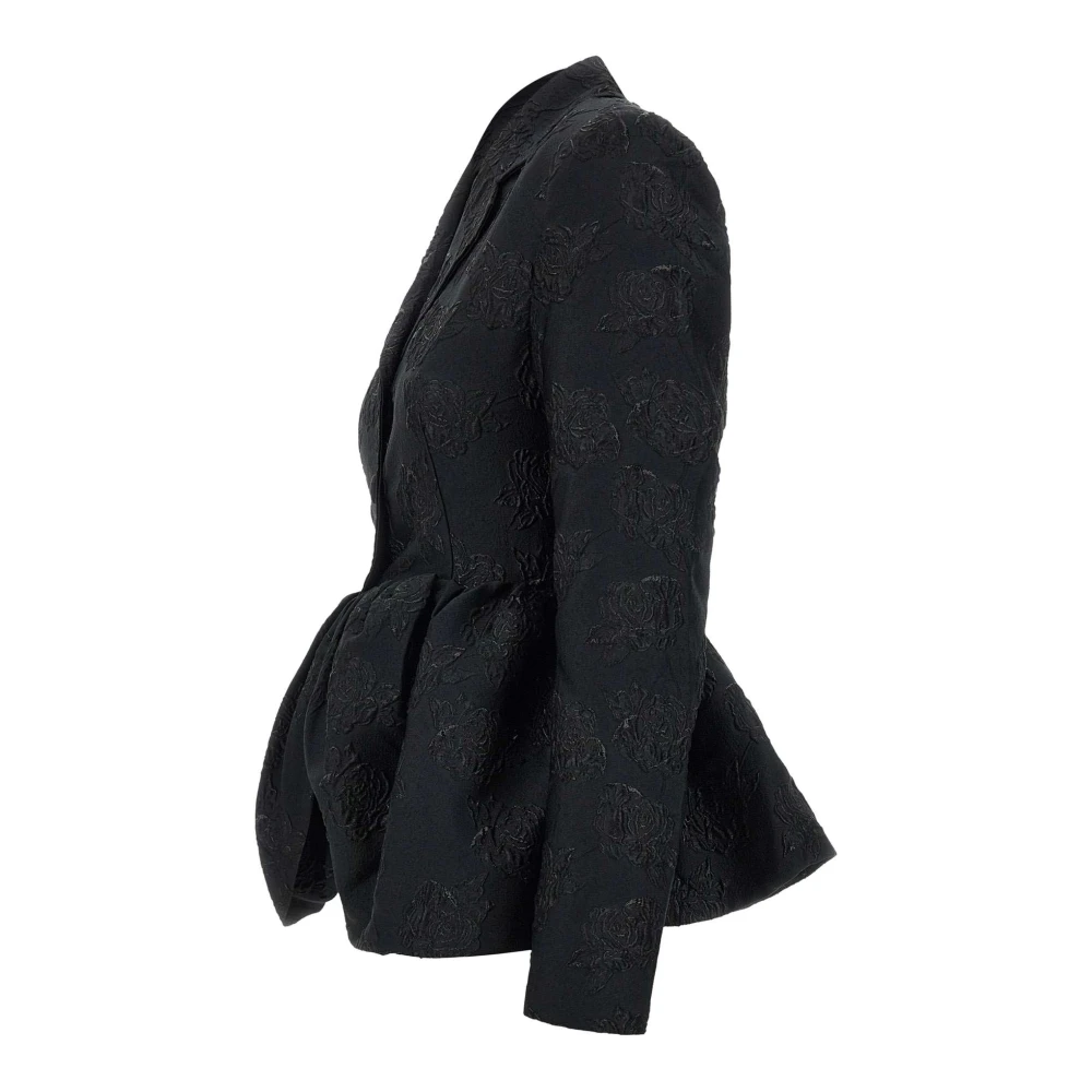Rotate Birger Christensen Zwarte Jacquard Gedrapeerde Blazer Black Dames