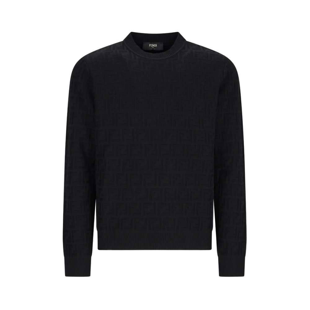 Fendi Men's Black Sweatshirts, M, Giroc Zucca Allover
