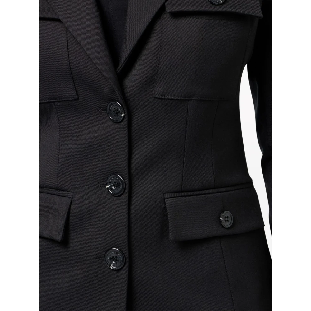 Elisabetta Franchi Zwarte Blazer met Puntige Revers Black Dames