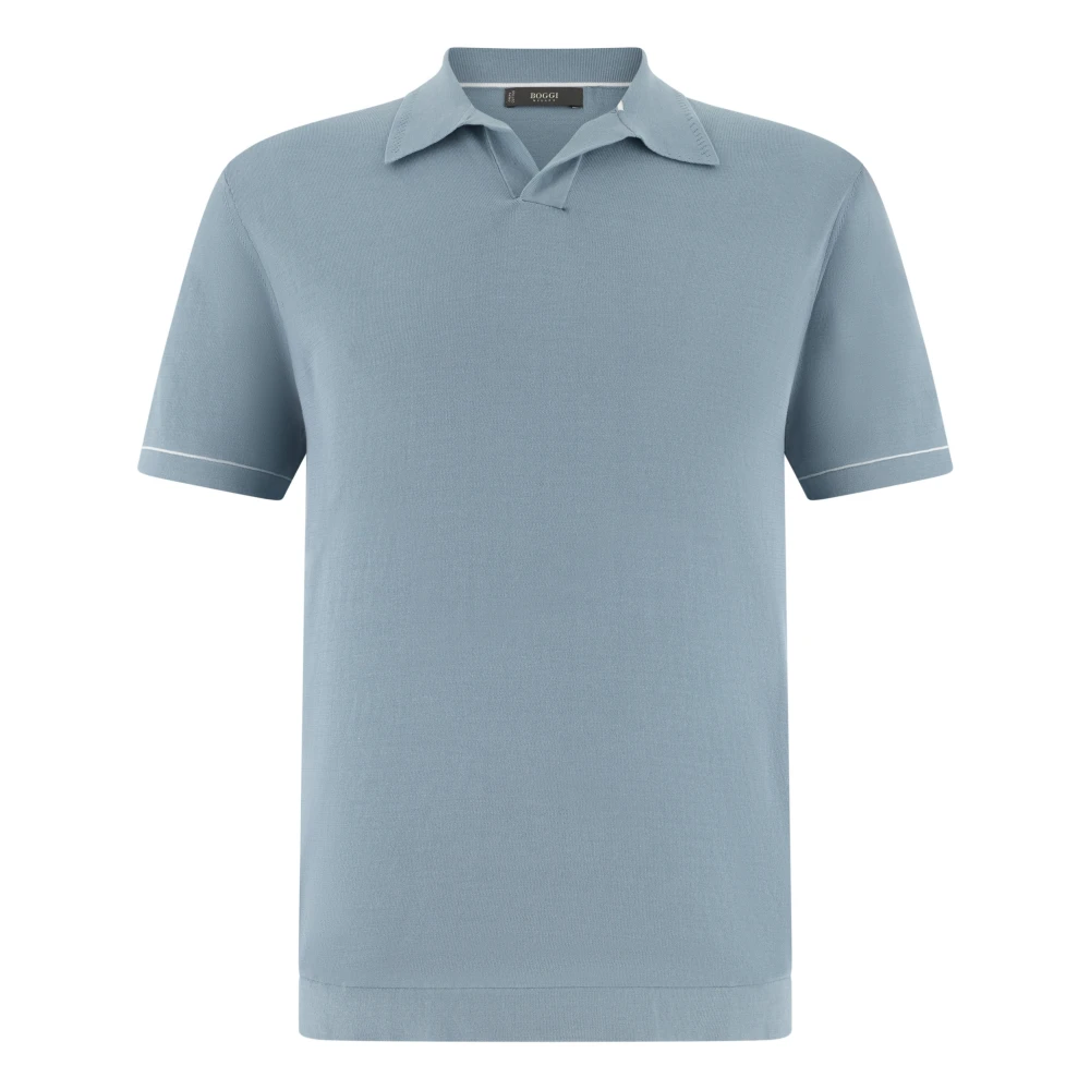 Boggi Milano Uomo Blu - Polo In Maglia Di Crêpe Di Cotone - Knitwear - L