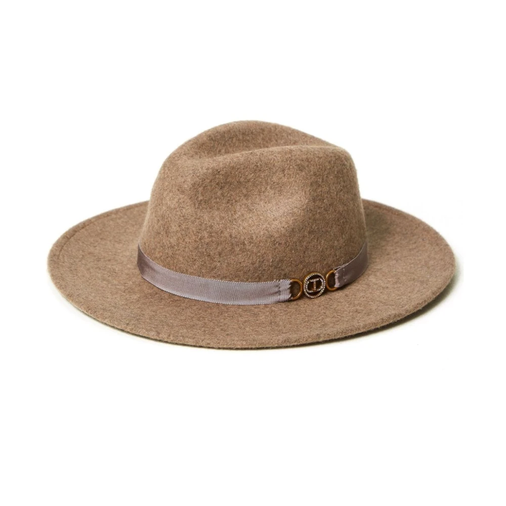 Twinset Beige Wool Wide Brim Hats - Female - Accessories - One Size - Accessories