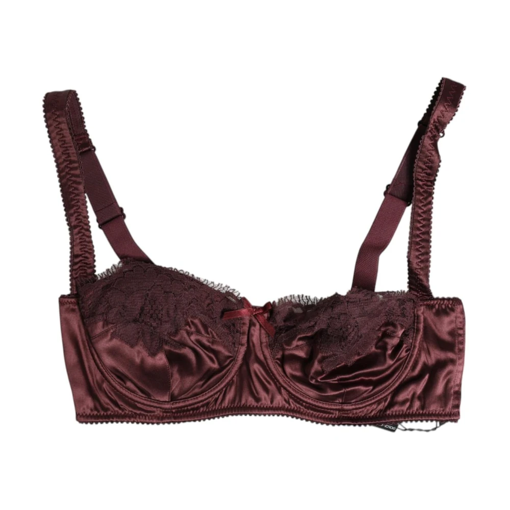 Dolce & Gabbana Women's Red Silk Balconette Bra With Hook Closure