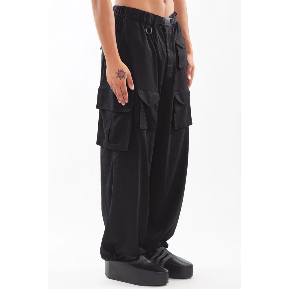 Y-3 Zwarte Twill Cargo Broek Black Heren