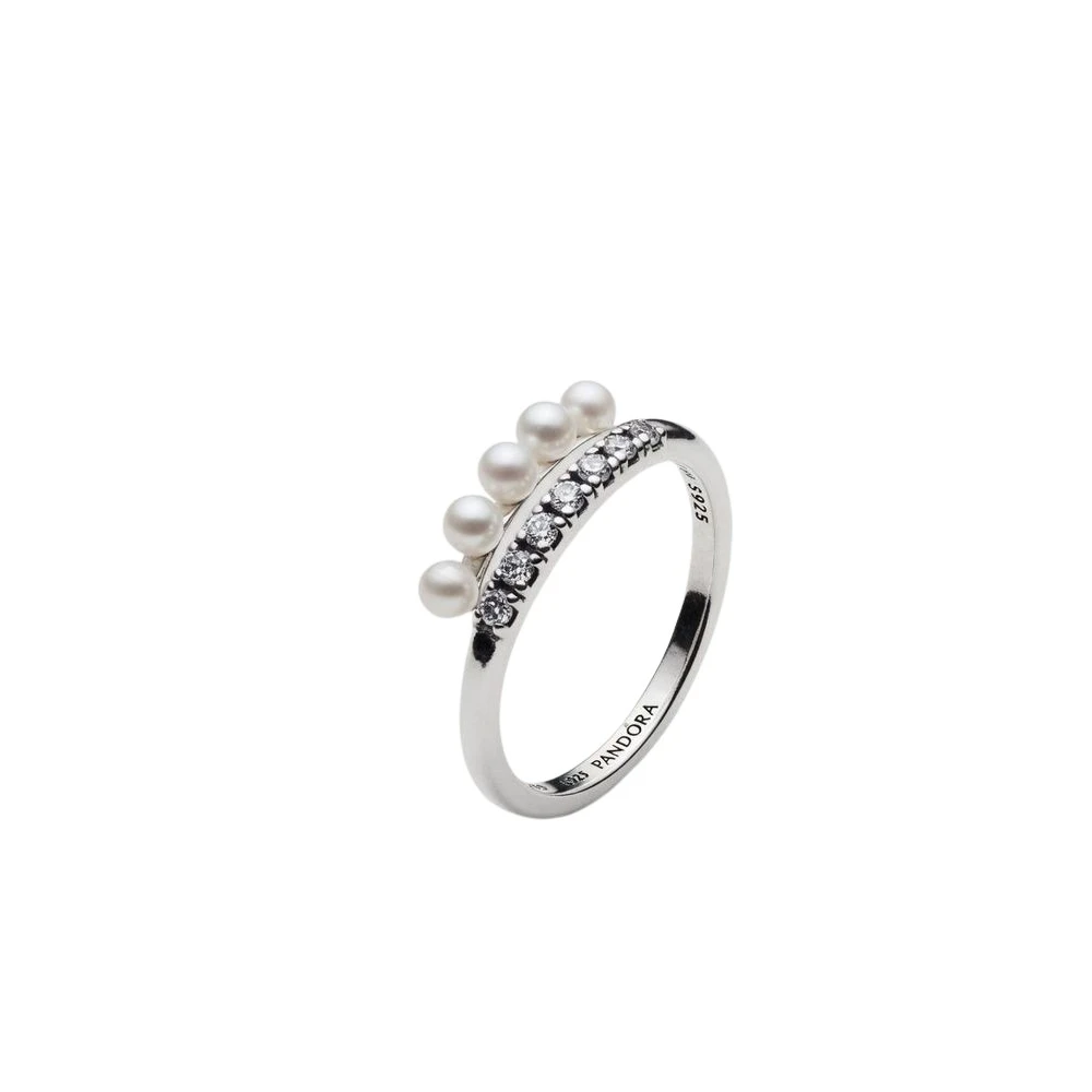 Pandora , Rings, Female, White, 52 Mm, Anello Intreccio Con Perle D'acqua Dolce Trattate E Pavé - Image 1