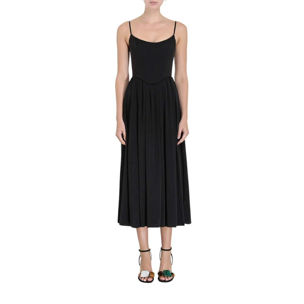 Zimmermann Zwart Zijden Korset Midi Jurk Black Dames