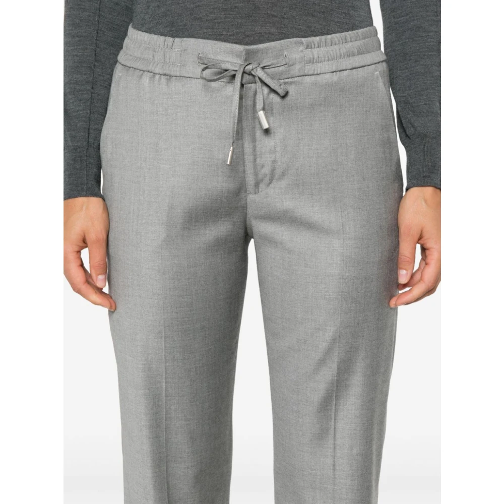 PT Torino Grijze Wollen Broek Rechte Pijp Gray Dames
