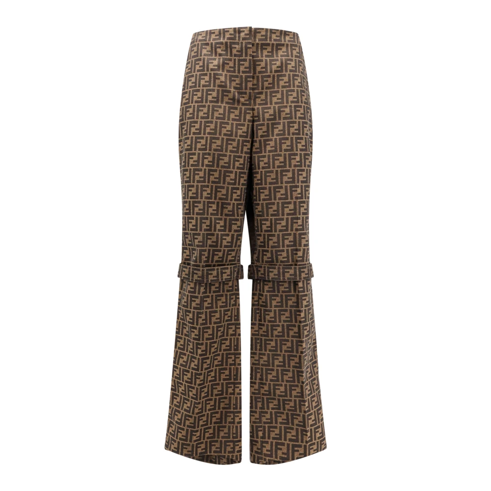Fendi Canvasbroek met asymmetrische onderkant Brown Dames