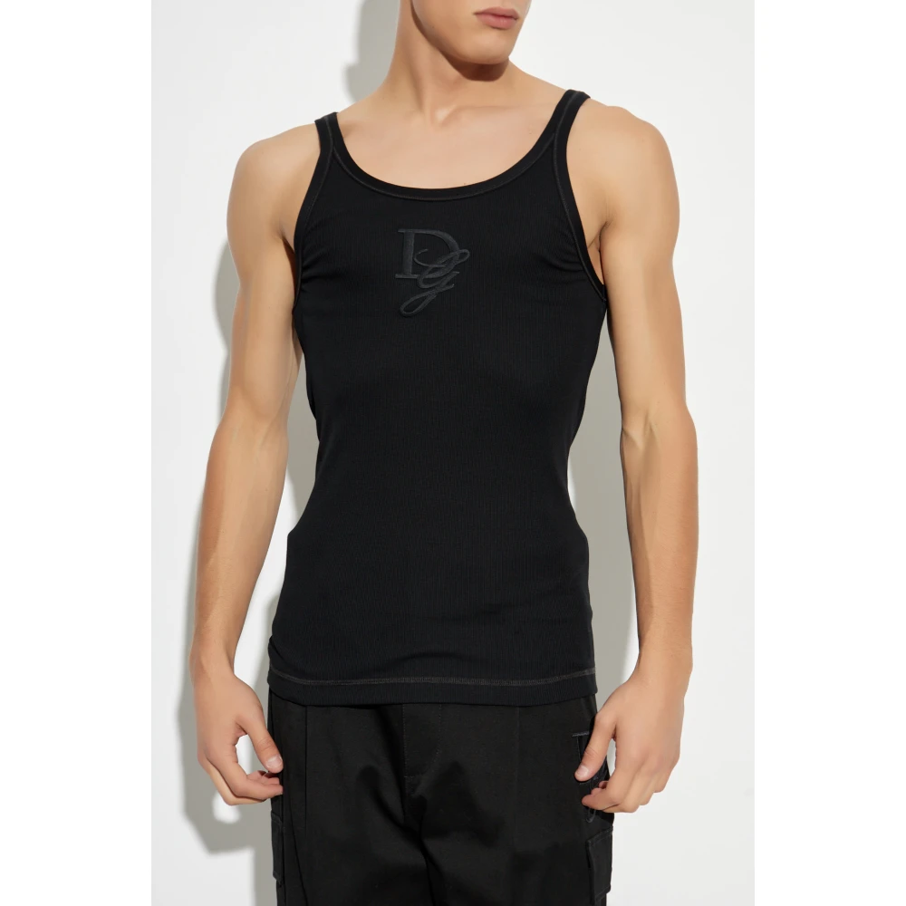 Dolce & Gabbana Geribbelde mouwloze t-shirt Black Heren