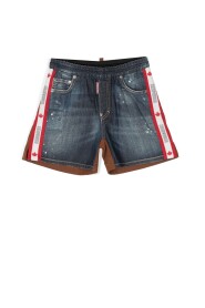 Barn Denim Blå Shorts med Logodetalj