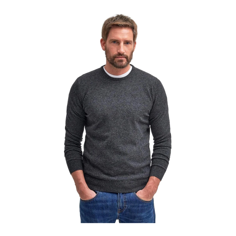 Barbour Essentiële Wol Ronde Hals Trui Houtskool Gray Heren
