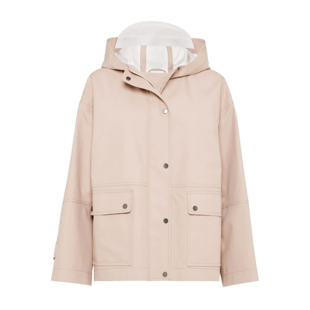 BRUNELLO CUCINELLI Roze Katoenen Regenjas met Capuchon Pink Dames