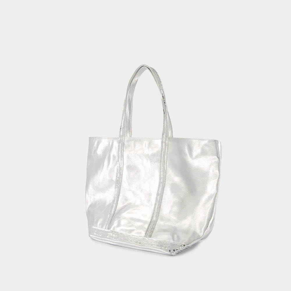 Vanessa Bruno Paillet Shopper Tas Leer Zilver Gray Dames
