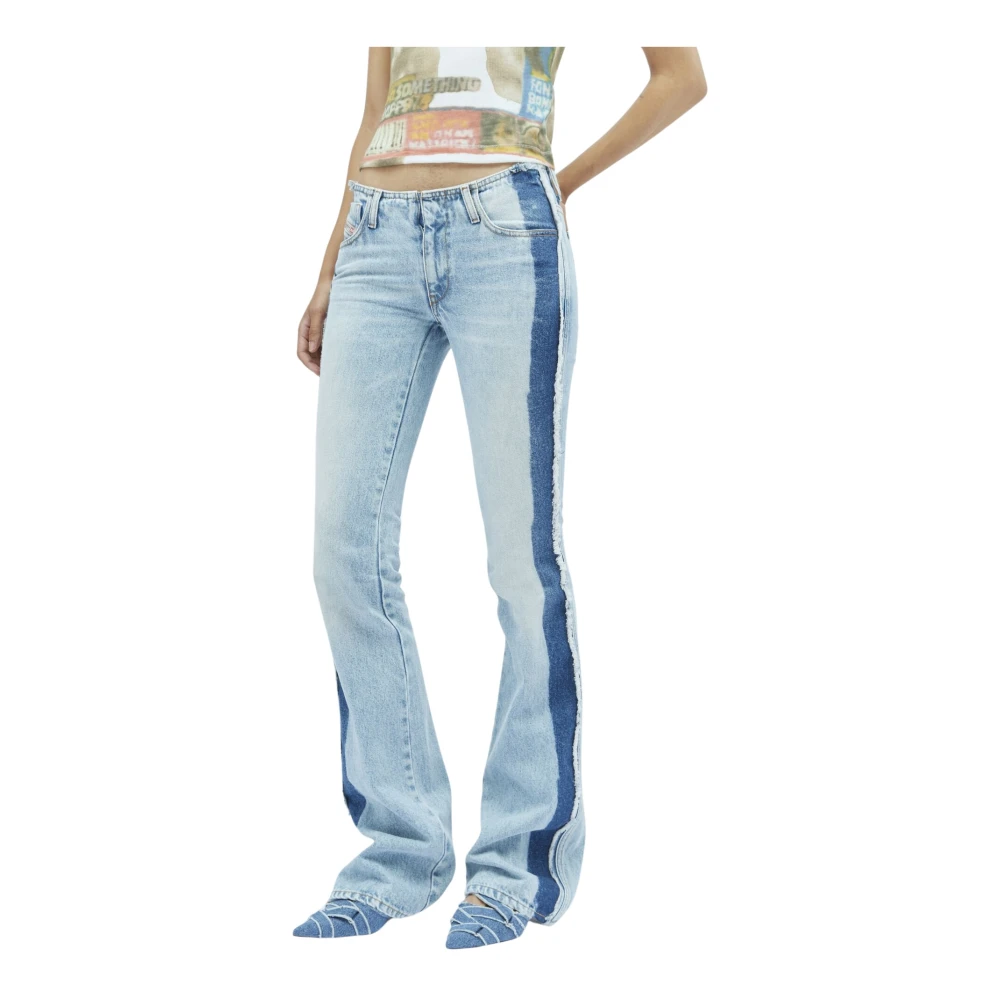 Diesel Gestreepte Lage Taille Jeans Blue Dames